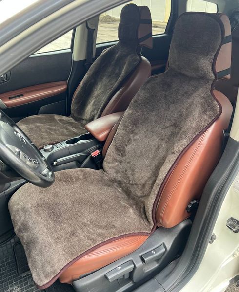 Комплект універсальних накидок на овчині для автомобільних сидінь, 2 шт., коричневі